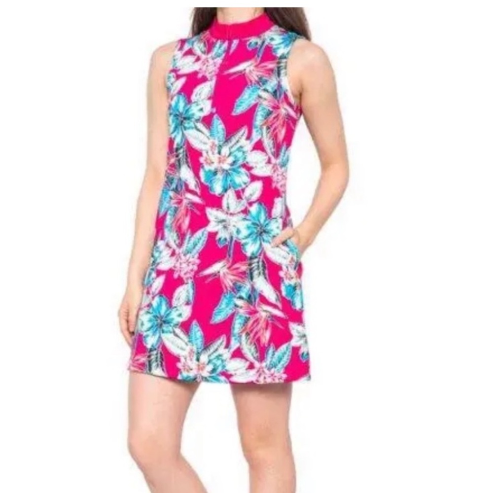 TOMMY BAHAMA GOLF DRESS HALF ZIP SLEEVELESS FLORAL WOMANS  SIZE XL